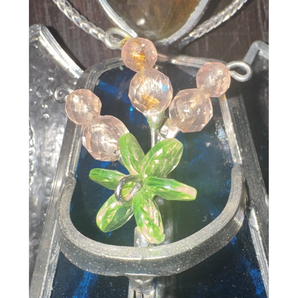Vintage Blue Stained Glass Angel Figurine Glass  10.50" X 4" - Picture 6 of 7